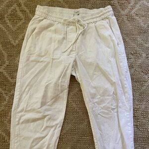 J Crew. Linen/cotton pants elastic waist drawstring. Size M. Excellent condition